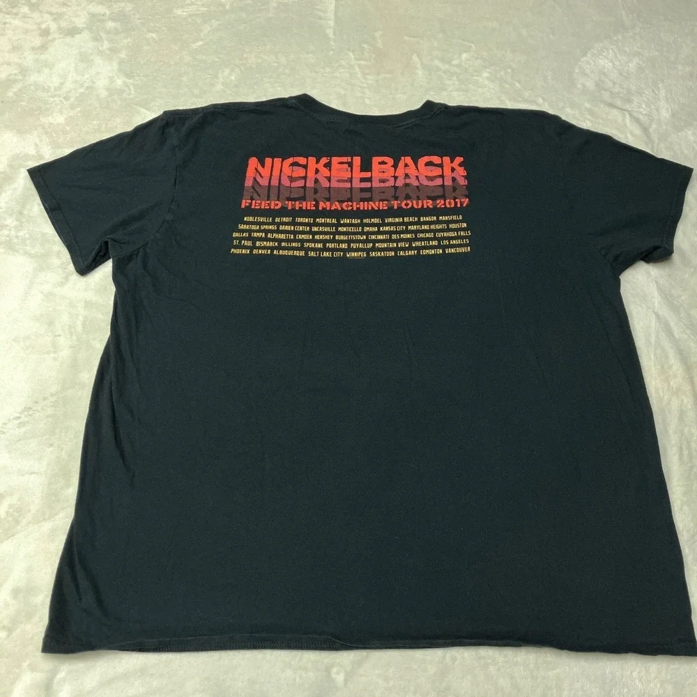Nickelback Feed The Machine Tour 2017 T-Shirt Graphic Black Gildan Tee Mens 2XL